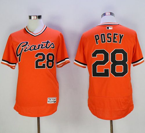 Giants #28 Buster Posey Orange Flexbase Authentic Collection Cooperstown Stitched MLB jerseys